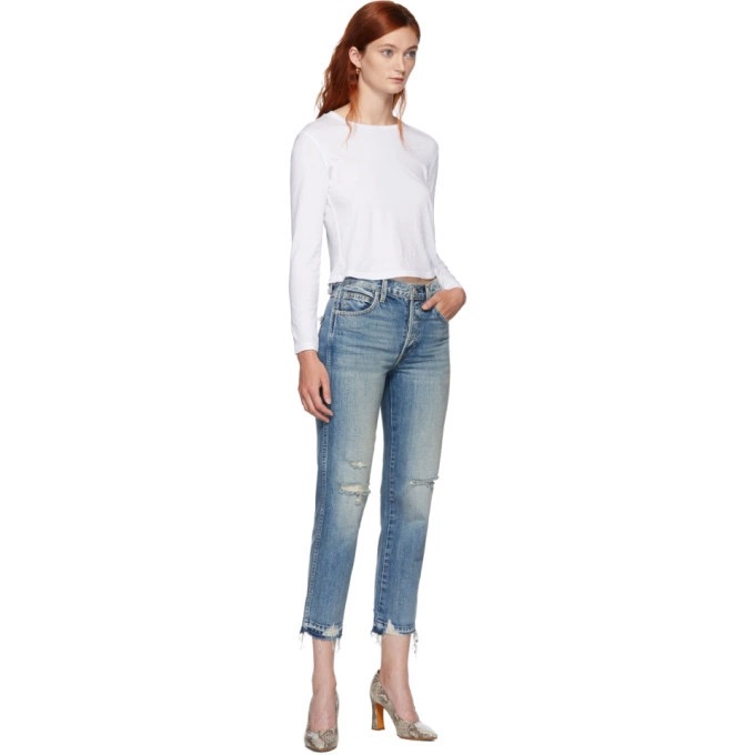 Amo Babe Crop Jean In Rose Bowl Blue Size 24